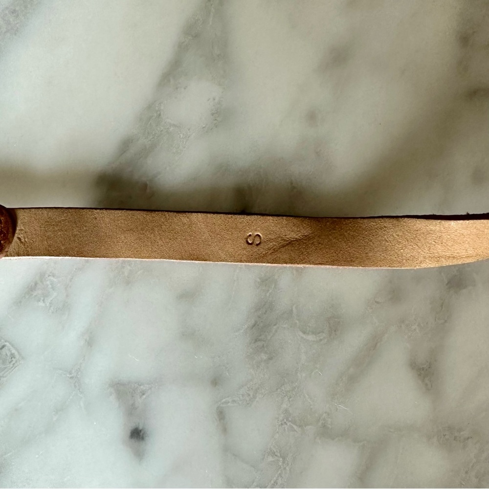 J.CREW Tan Metallic Leather Skinny Belt - Size Small - Picture 4 of 5